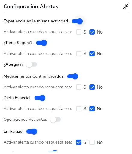 Configuración de las alertas