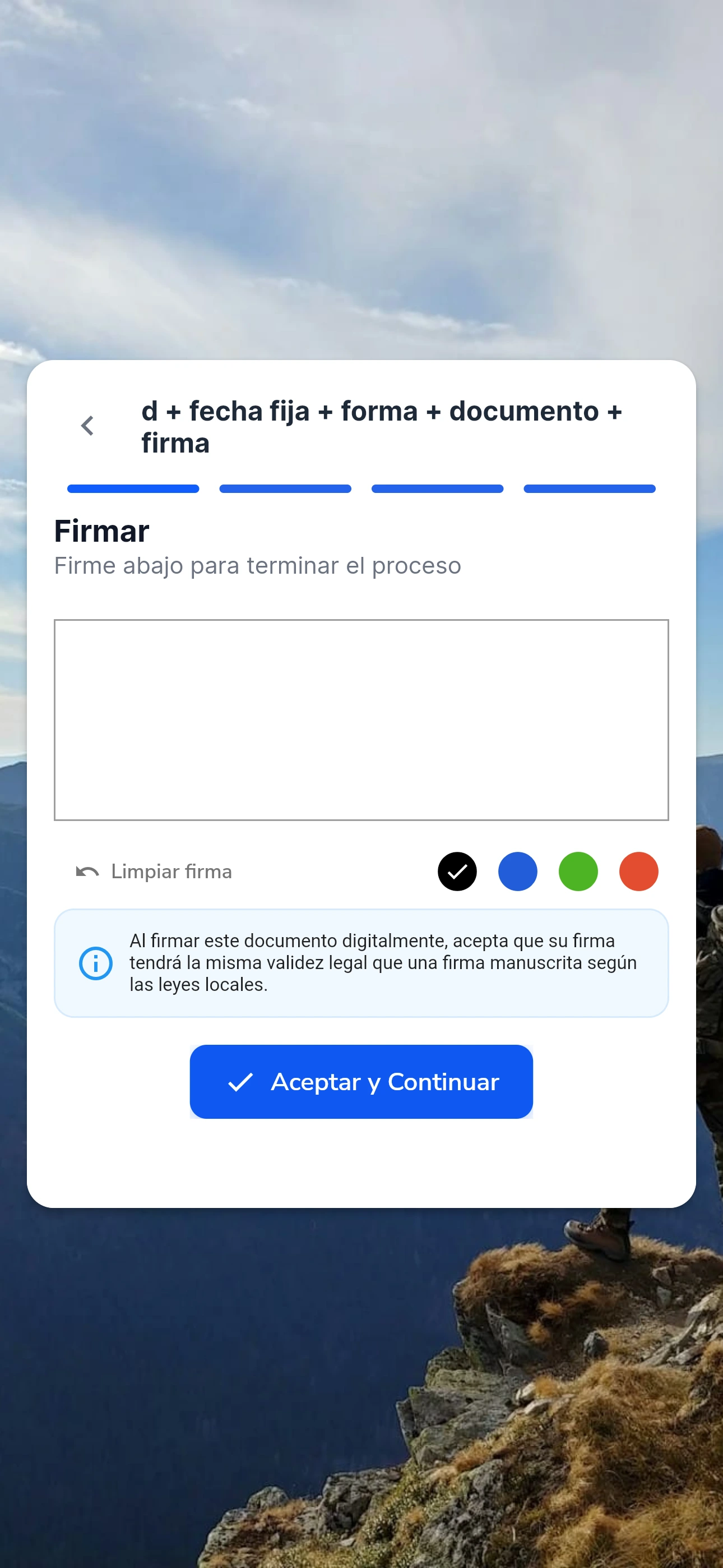 Paso para colocar la firma del participante